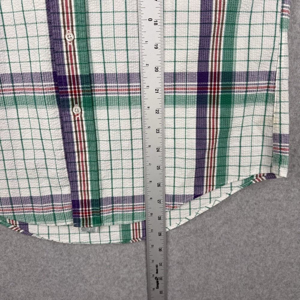 Polo Ralph Lauren Shirt Mens Medium White Green‎ Label Seersucker Preppy Cotton - Picture 9 of 11